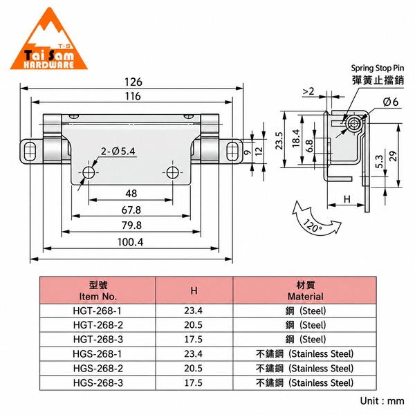 Removable Hinges / Concealed Hinges HGS-268&HGT-268